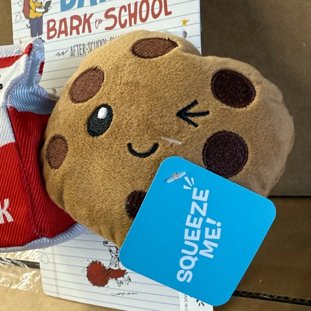 Bark Dog Toy - Red Milk Carton and Brown Cookie Toy Set